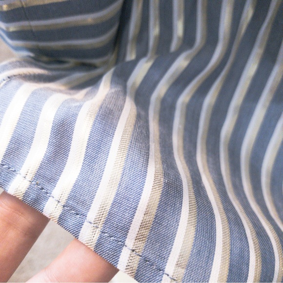 Free w/ Purchase Anne Klein Zip Up 3/4 Sleeve Blouse Blue Gray Gold Striped XL - Picture 8 of 16